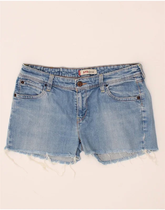 Retro Stripes LEVI'S Womens 572 Denim Shorts W32 Large Blue