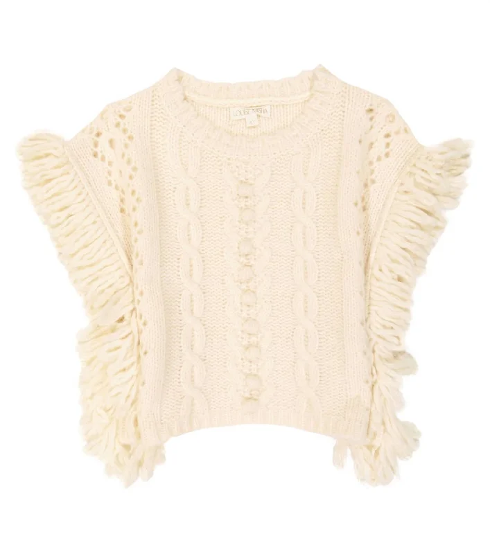 Fashionable sports Sleeveless Knit Sighi Poncho In White