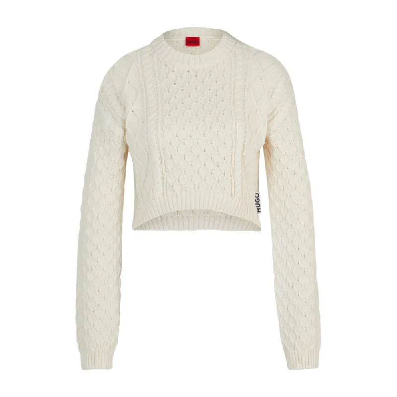 Street Letter Style Cotton-blend sweater with cable-knit structure