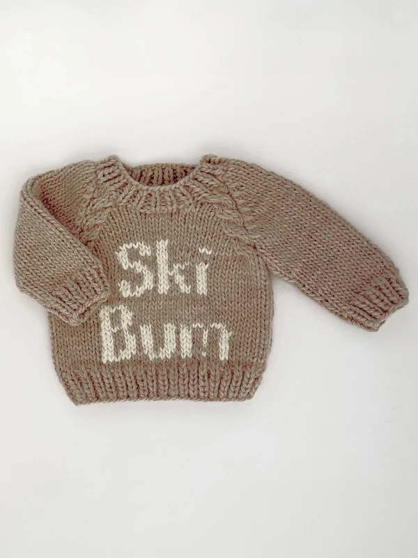 High-quality Design Ski Bum Crew Neck Knit Sweater, Pebble