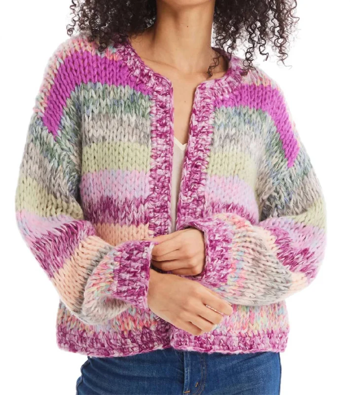 Soft Layers Cropped Jodie Cardigan In Multi Pastel