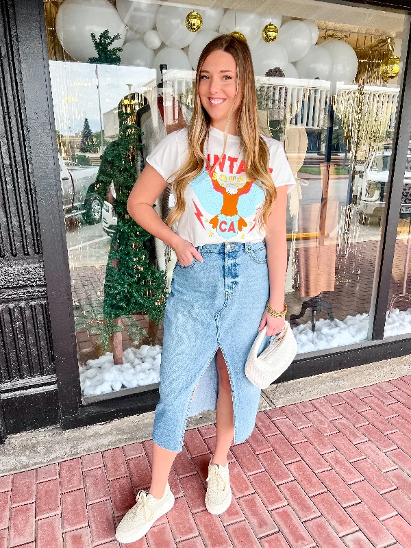 Personalized Design Becky Denim Midi Skirt