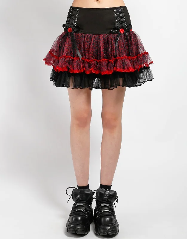 Comfortable Design TUTU SKIRT RED LEOPARD