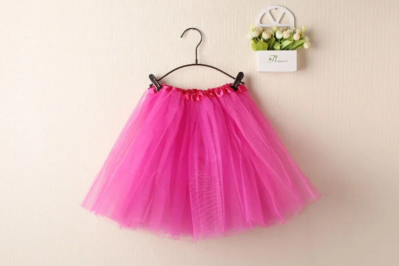 Loose Fit New Adults Tulle Tutu Skirt Dressup Party Costume Ballet Womens Girls Dance Wear, Hot Pink, Kids