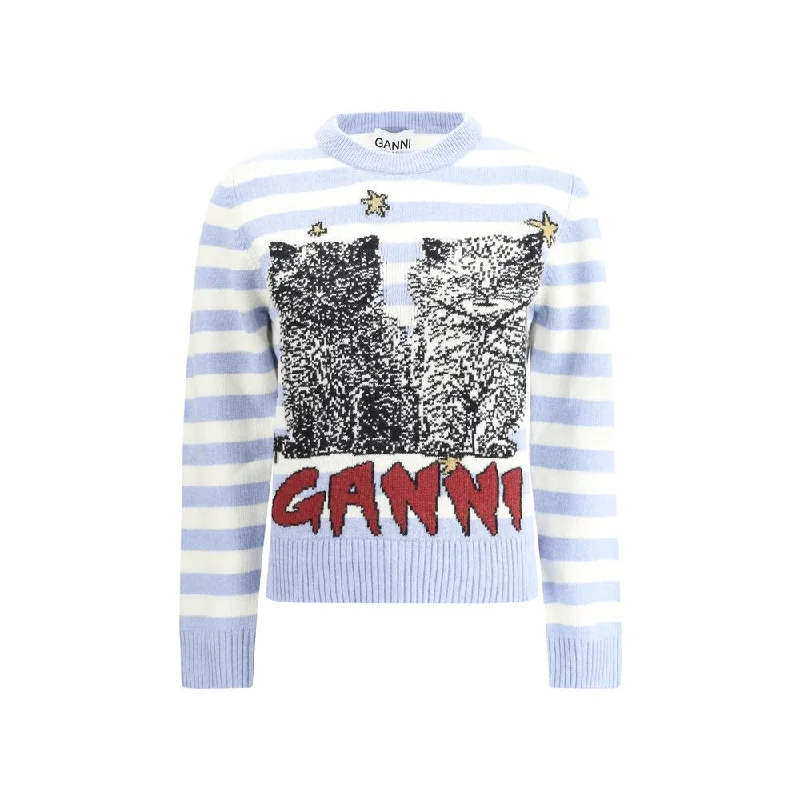 Soft Clothing Ganni Striped maxi-print Women's sweater