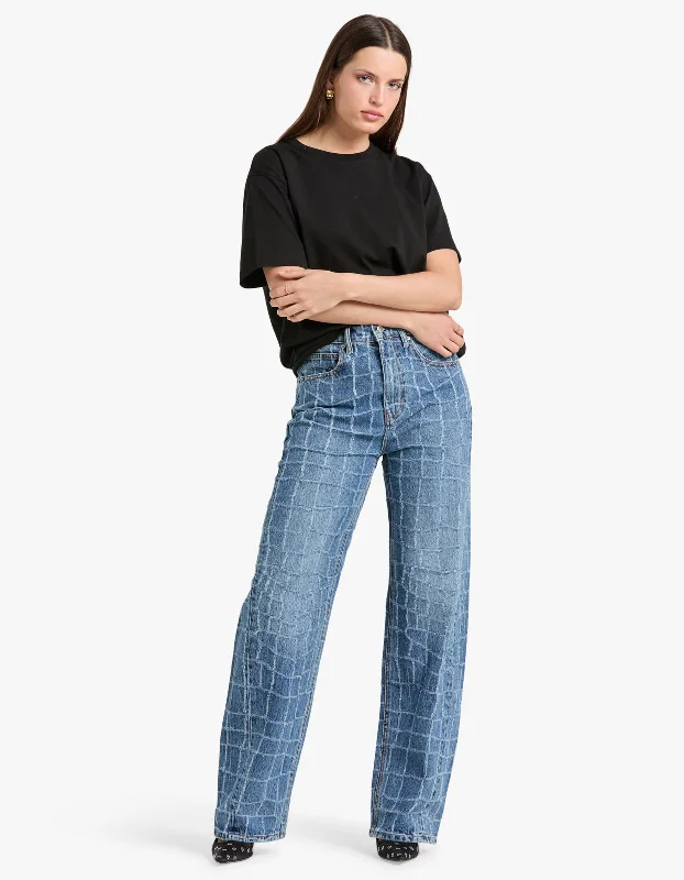 Elegant and noble Balloon Laser Distressed Jean - Vintage Medium Indigo 473