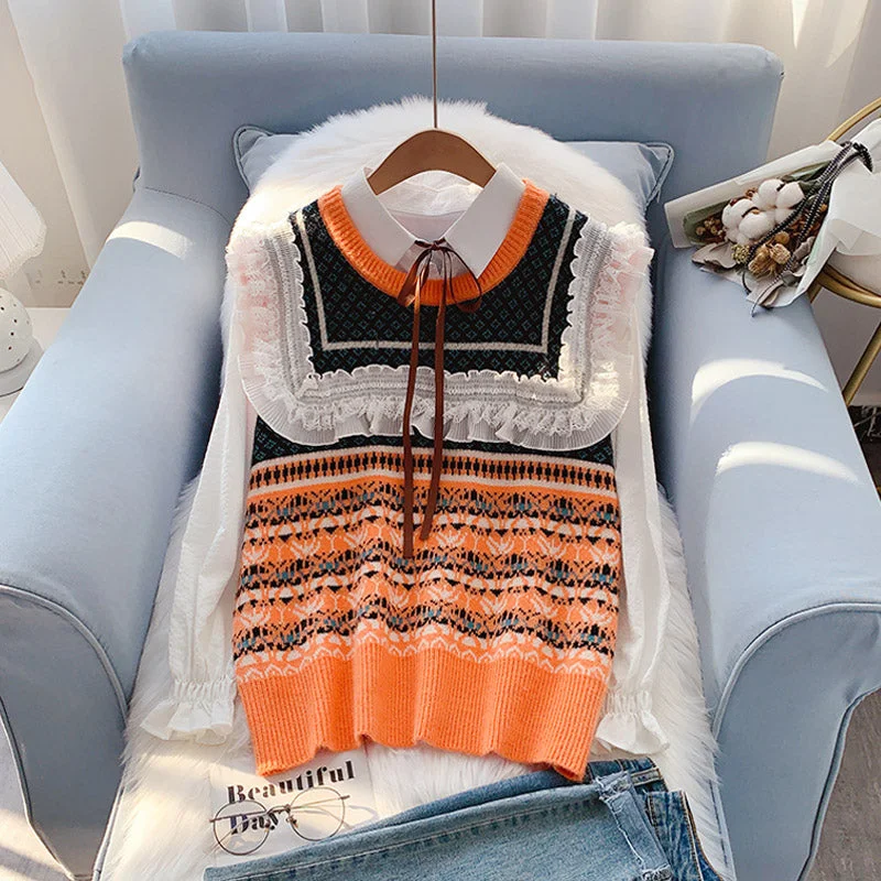 Elegant and noble Retro national style knitted vest women's sweater vest  5107