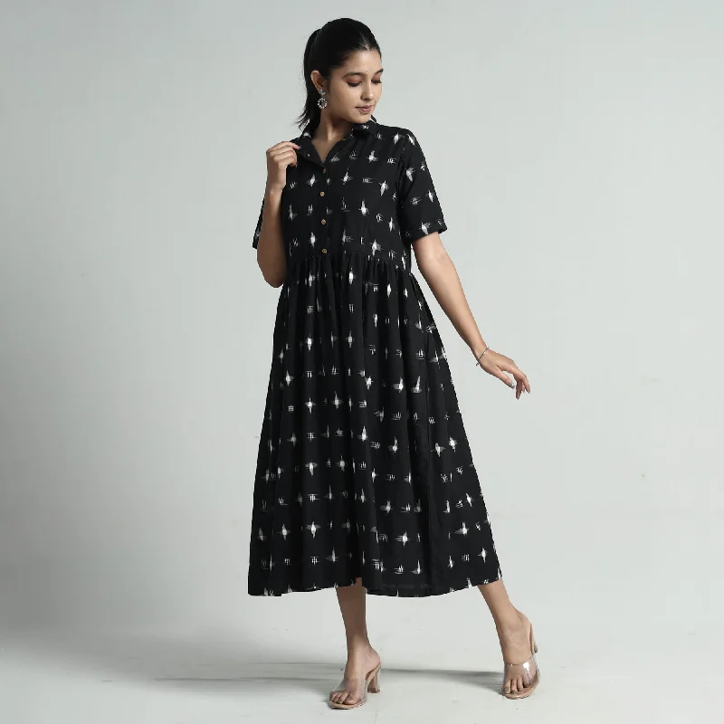 Slim Fit Black - Pochampally Double Ikat Weave Cotton Dress