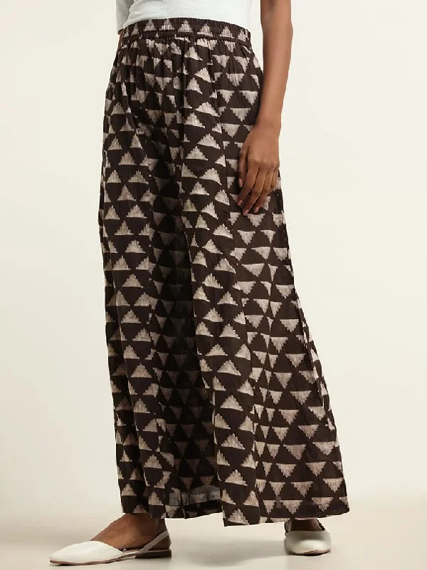 Urban Chic Utsa Brown Printed Palazzos