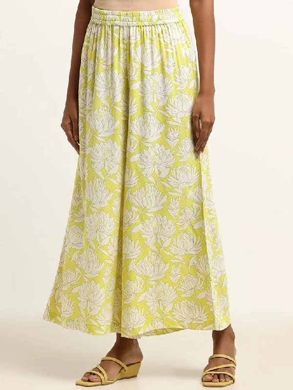 Unique prints Utsa Lime Floral Printed Palazzos