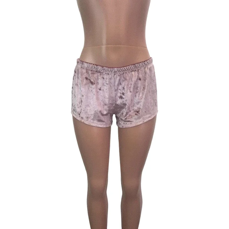 Lounge Wear Rave Shorts - Dusty Pink Crushed Velvet