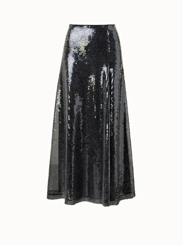 Effortless Wear Liquid Sequins Midi Skirt