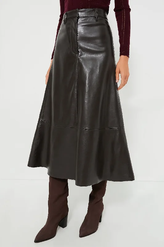 Trendy And Casual Chocolate Cassia Leather Skirt