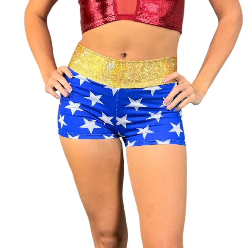 High waist design SALE - MID Rise Booty Shorts - Wonder Woman Softstyle
