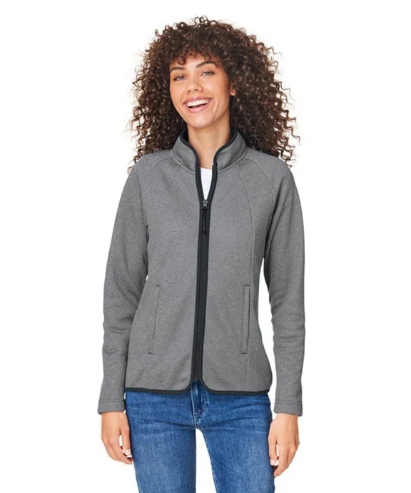 Design Trend CE72W - Core 365 Ladies Venture Heathered Stripe Full-Zip Jacket | Black/White