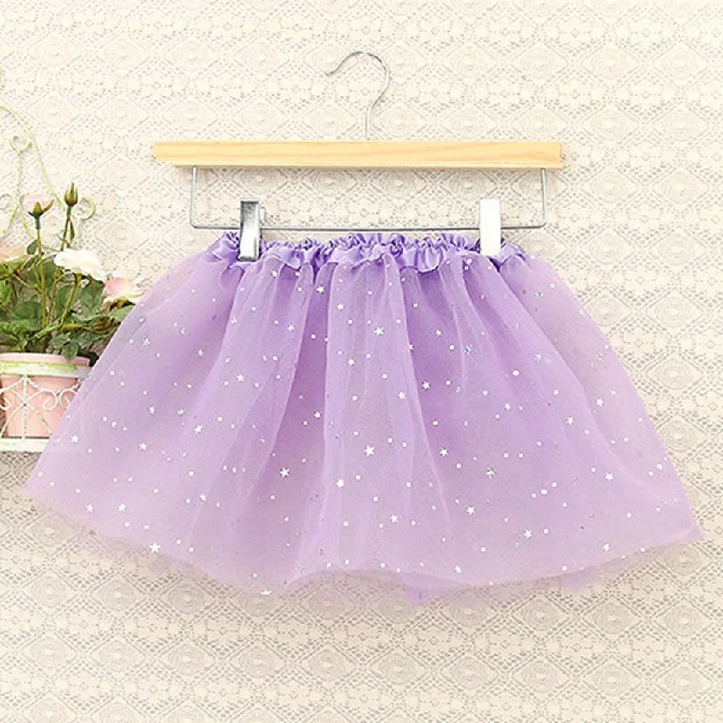 Short Design Sequin Tulle Tutu Skirt Ballet Kids Princess Dressup Party Baby Girls Dance Wear, Light Purple, Adults