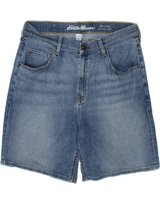 Design sense EDDIE BAUER Womens Boyfriend Mid Rise Denim Shorts US 14 XL W34  Blue