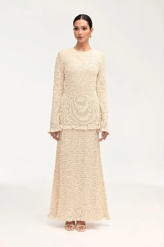 Relaxed And Casual Yara Crochet Maxi Skirt - Off White
