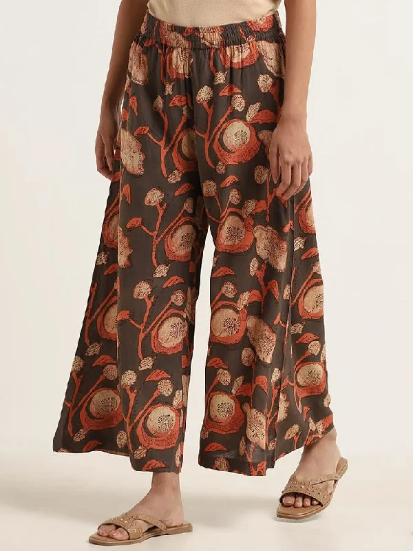 Independent design Utsa Brown Printed Cotton Palazzos