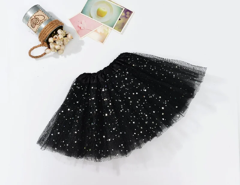 Simple Matching Sequin Tulle Tutu Skirt Ballet Kids Princess Dressup Party Baby Girls Dance Wear, Black, Adults