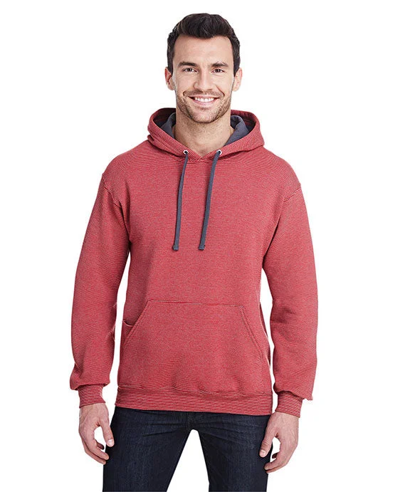 Sports Jacket SF77R - Fruit of the Loom Adult SofSpun® Striped Hooded Sweatshirt | Firebrick Stripe