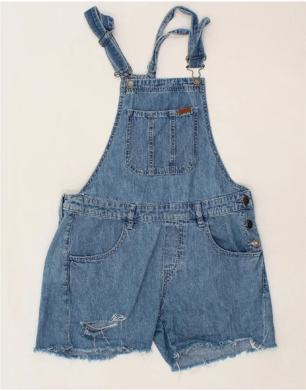 American Style RIFLE Womens Distressed Dungarees Denim Shorts W34 Large Blue