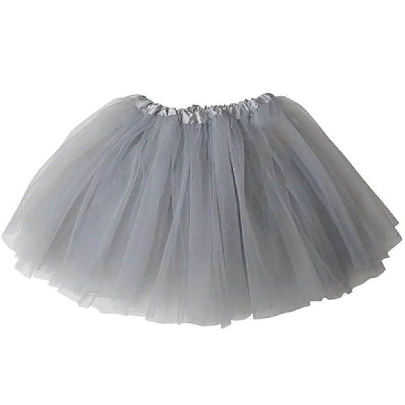 Advanced Customization New Adults Tulle Tutu Skirt Dressup Party Costume Ballet Womens Girls Dance Wear, Grey, Kids