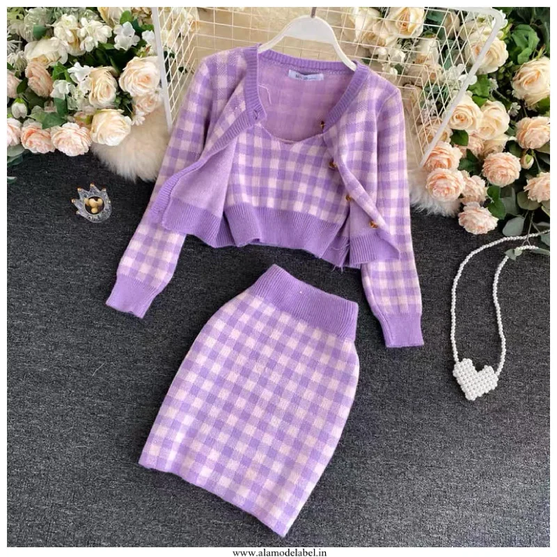 Minimal Style Plaid Coord Set