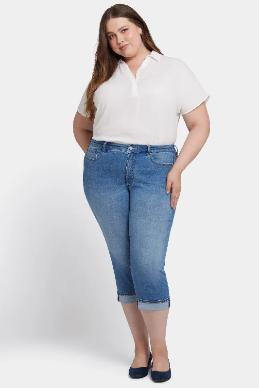 Fashionable And Fashionable Marilyn Straight Crop Jeans In Plus Size - Water Canyon