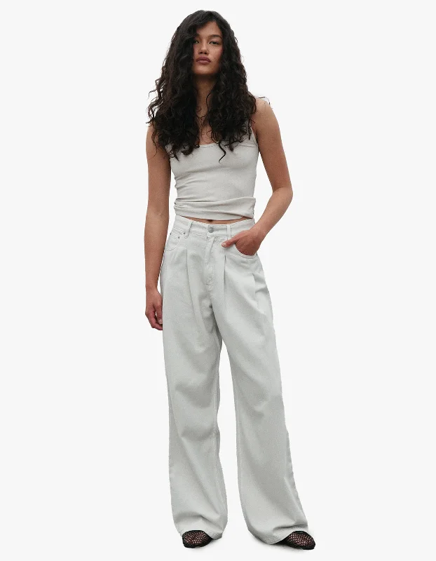 Lounge Wear Taylor Mid Rise Pleated Baggy - Stone