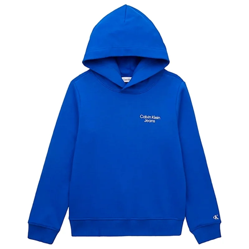 Fashion Must-have Calvin Klein Stack Logo Hoodie Ultra Blue