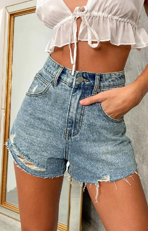 Literary Style Maiah Blue Denim High Waisted Shorts