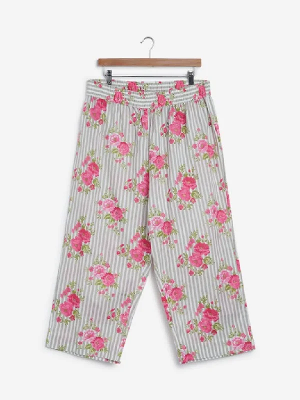 Fresh And Capable Diza Curves Pink Floral Printed Palazzos