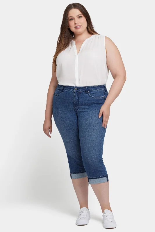 Bright Colors Marilyn Straight Crop Jeans In Plus Size - Blue Ridge