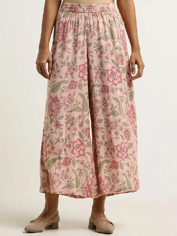 Fashion Must-have Utsa Pink Floral Printed Palazzos