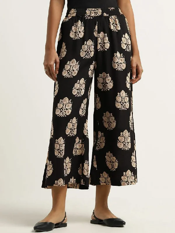 Exclusive Customization Utsa Black Block Print Palazzos