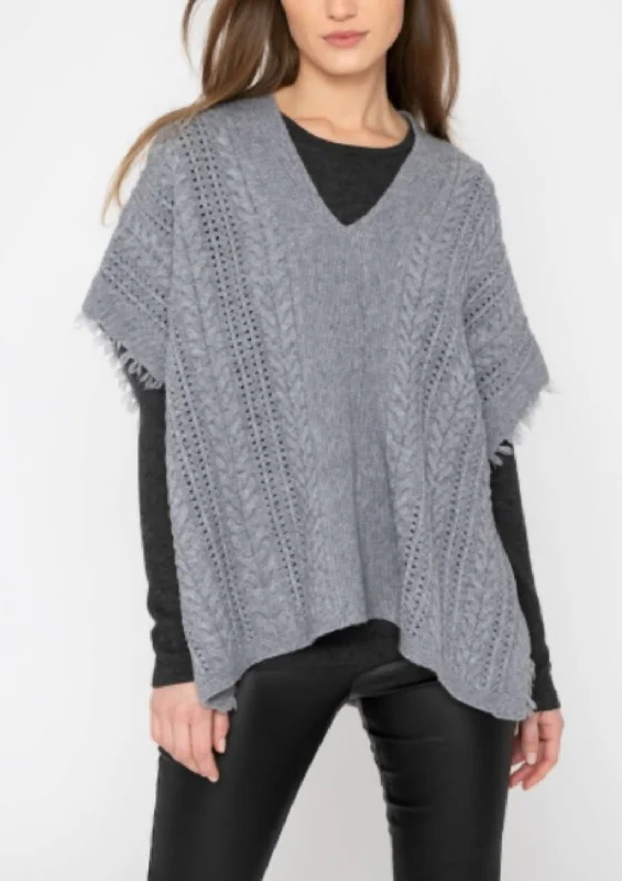 Energetic Fringe Cable Popover Sweater In Granite
