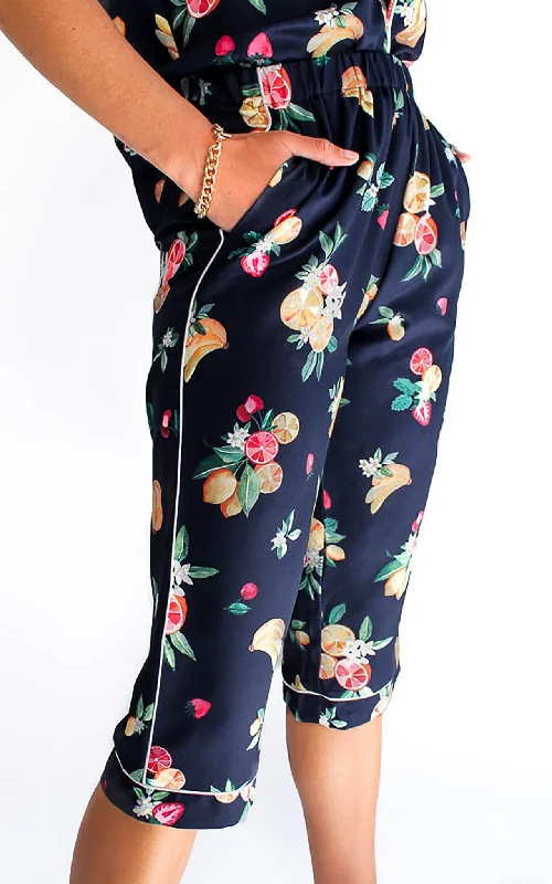Classic Series Sangria 3/4 Pj Pants - Navy Fruit