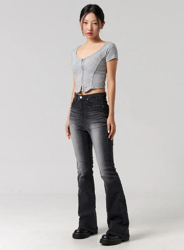 British Style Modern Slim Bootcut Jeans CG319