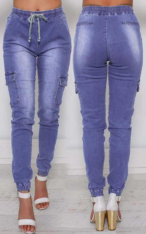 Sports Style Travellers Chino Jeans - Mid Blue