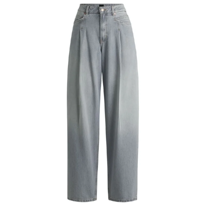 Trendy Items Wide-leg jeans in gray denim with front pleats