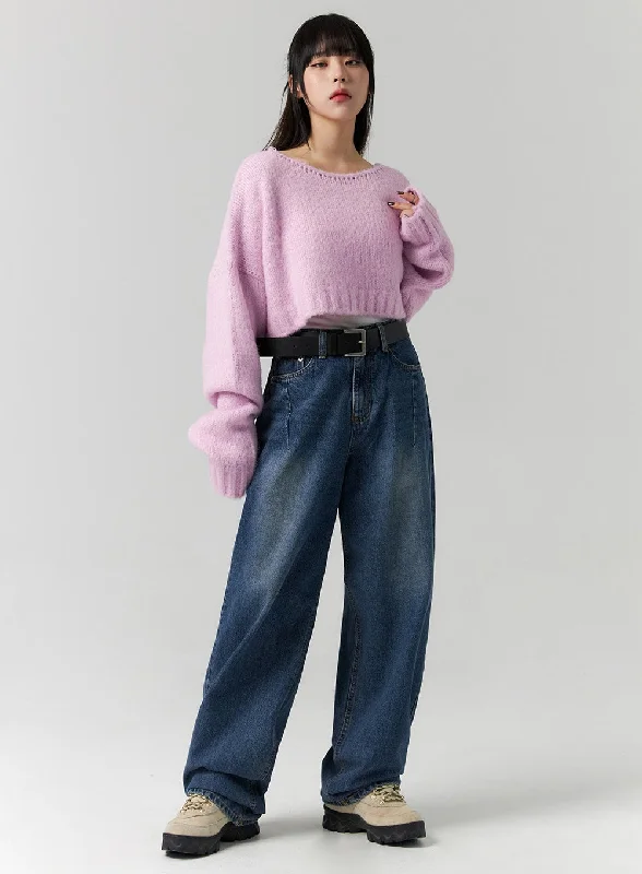 Youthful Style Washed Wide Jeans CS314