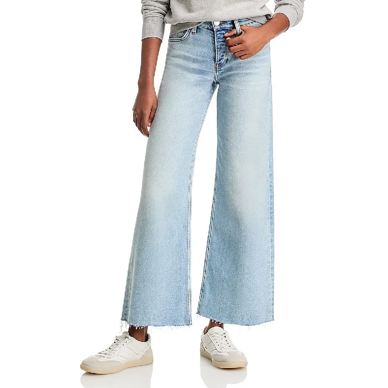 Fashion Pioneer Womens Crop Denim Wide Leg Jeans