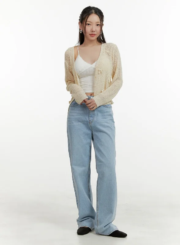 Exquisite Details Cotton Classic Straight Jeans OY413