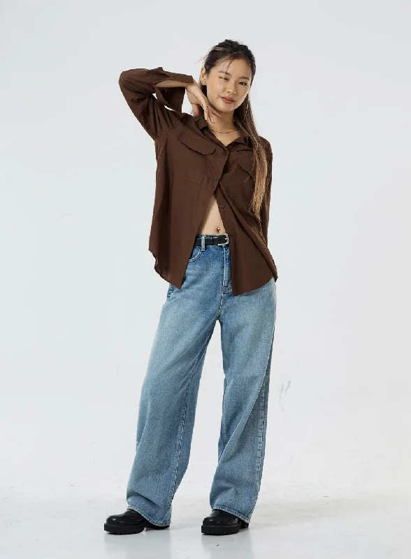 Personalized Wear Washed Wide Jeans CS05