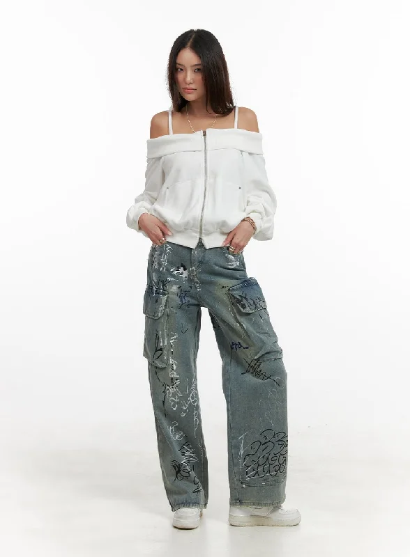 Fashion Concept Cargo Painted Jeans CA430