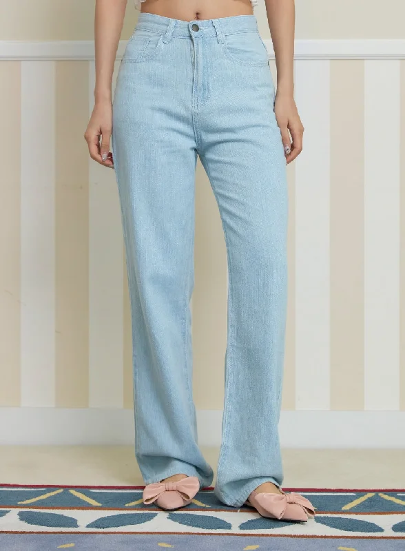 Retro Design Solid Straight Jeans OY427